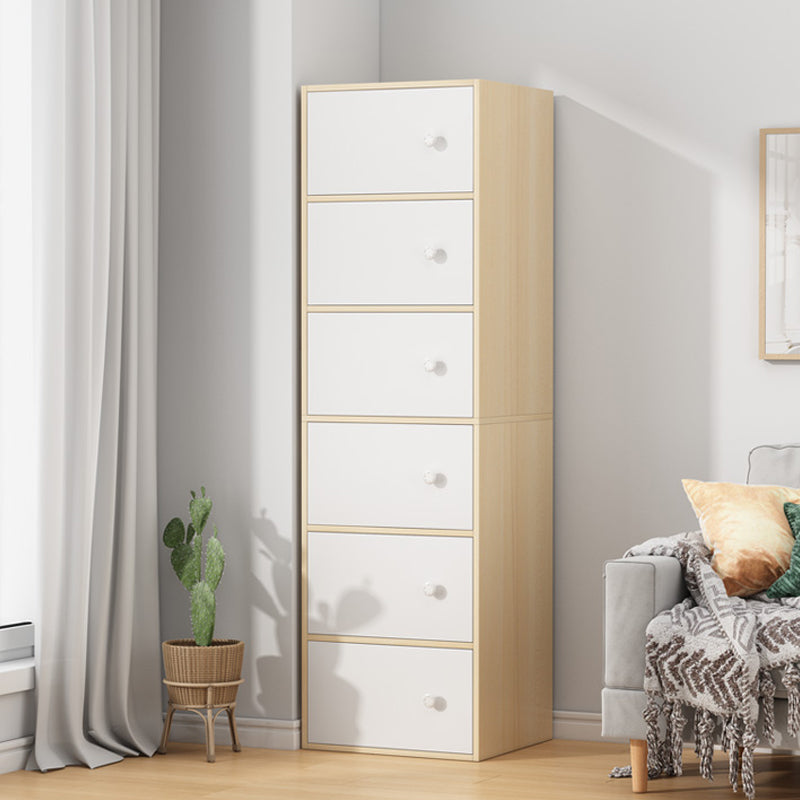 Minimalist Wooden Accent Cabinet Rectangle Storage Cabinet with Drawer 16"L x 12"W x 60"H Light Yellow Clearhalo 'Cabinets & Chests' 'cabinets_chests' 'furn' 'furn_cabinets_chests' 'Furniture' 'Living Room Furniture' 7092808