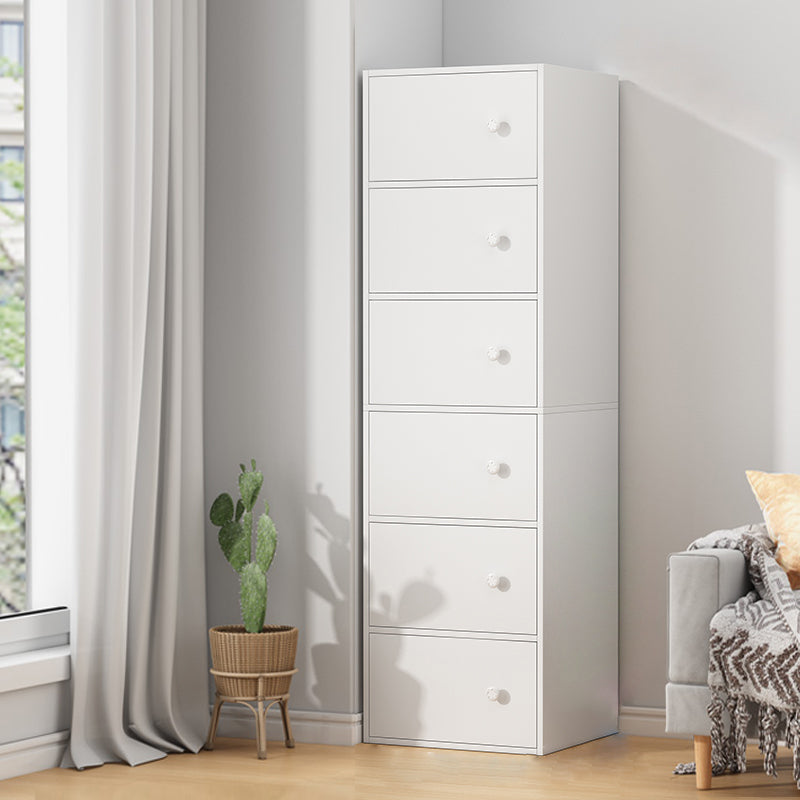Minimalist Wooden Accent Cabinet Rectangle Storage Cabinet with Drawer 16"L x 12"W x 60"H White Clearhalo 'Cabinets & Chests' 'cabinets_chests' 'furn' 'furn_cabinets_chests' 'Furniture' 'Living Room Furniture' 7092811