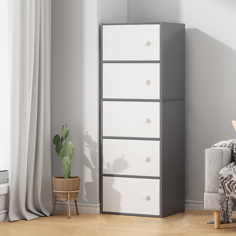 Minimalist Wooden Accent Cabinet Rectangle Storage Cabinet with Drawer 16"L x 12"W x 50"H Grey Clearhalo 'Cabinets & Chests' 'cabinets_chests' 'furn' 'furn_cabinets_chests' 'Furniture' 'Living Room Furniture' 7092835