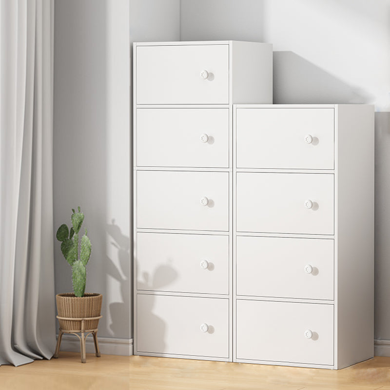 Minimalist Wooden Accent Cabinet Rectangle Storage Cabinet with Drawer 16"L x 9"W x 40"H+16"L x 9"W x 50"H White Clearhalo 'Cabinets & Chests' 'cabinets_chests' 'furn' 'furn_cabinets_chests' 'Furniture' 'Living Room Furniture' 7092837