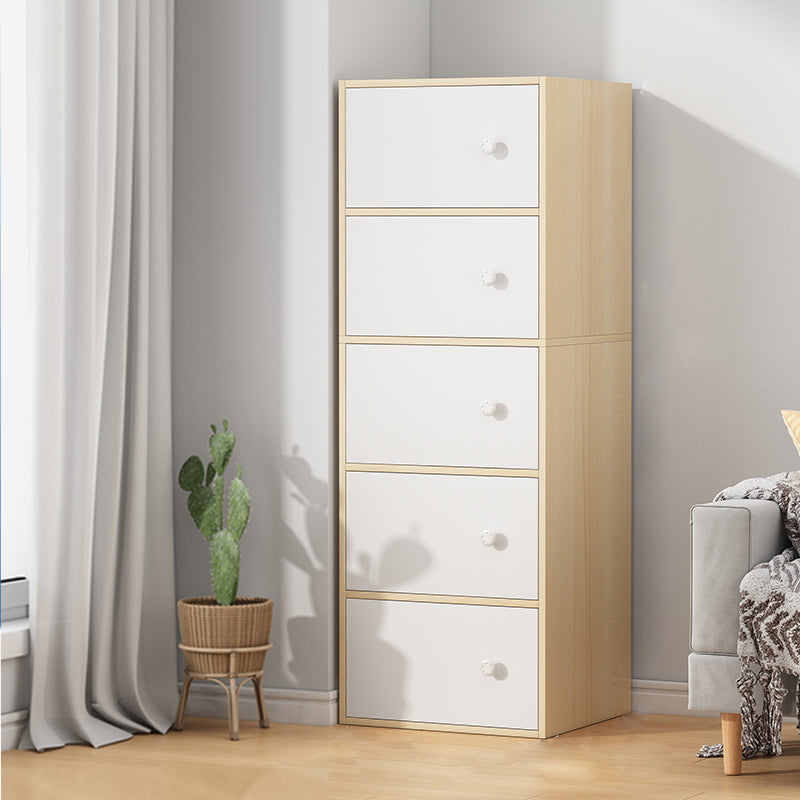 Minimalist Wooden Accent Cabinet Rectangle Storage Cabinet with Drawer 16"L x 12"W x 50"H Light Yellow Clearhalo 'Cabinets & Chests' 'cabinets_chests' 'furn' 'furn_cabinets_chests' 'Furniture' 'Living Room Furniture' 7092839