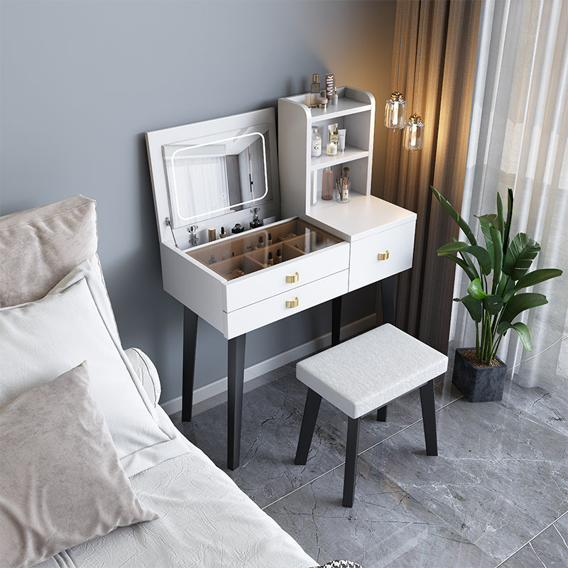 Modern Mirrored Glass Vanity Desk 3 Drawer Vanity Dressing Table Clearhalo 'Bedroom Furniture' 'furn' 'furn_makeup_vanities' 'Furniture' 'Makeup Vanities' 'makeup_vanities' 7092954
