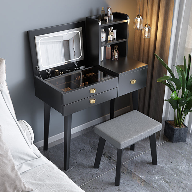 Modern Mirrored Glass Vanity Desk 3 Drawer Vanity Dressing Table Clearhalo 'Bedroom Furniture' 'furn' 'furn_makeup_vanities' 'Furniture' 'Makeup Vanities' 'makeup_vanities' 7092955