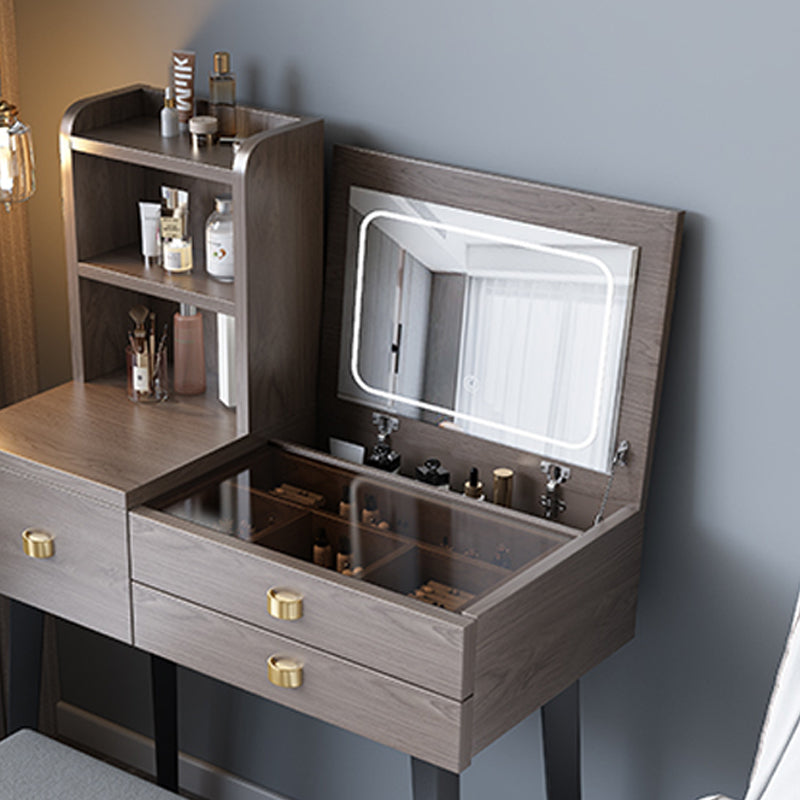 Modern Mirrored Glass Vanity Desk 3 Drawer Vanity Dressing Table Clearhalo 'Bedroom Furniture' 'furn' 'furn_makeup_vanities' 'Furniture' 'Makeup Vanities' 'makeup_vanities' 7092958