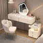 Mirrored Stone Top Makeup Vanity Desk White/Gray Dressing Table