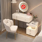 Mirrored Stone Top Makeup Vanity Desk White/Gray Dressing Table
