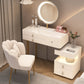 Mirrored Stone Top Makeup Vanity Desk White/Gray Dressing Table