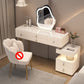 Mirrored Stone Top Makeup Vanity Desk White/Gray Dressing Table