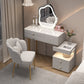 Mirrored Stone Top Makeup Vanity Desk White/Gray Dressing Table