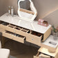 Mirrored Stone Top Makeup Vanity Desk White/Gray Dressing Table