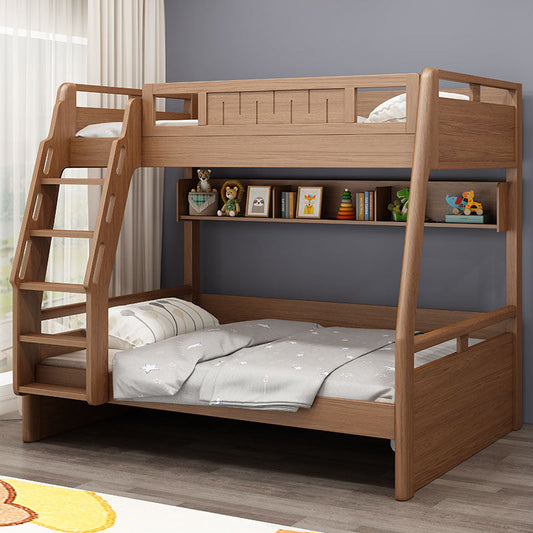 Modern Mattress Included Bunk Bed Solid Wood Bed with Headboard Panel Bunk Bed & Mattress & Bookcase