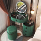 Glass Top Makeup Vanity Desk Lighted Mirror Vanity Dressing Table Set Makeup Vanity & Mirror & Stools 20"L x 14"W x 30"H Green Clearhalo 'Bedroom Furniture' 'furn' 'furn_makeup_vanities' 'Furniture' 'Makeup Vanities' 'makeup_vanities' 7093382