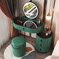 Glass Top Makeup Vanity Desk Lighted Mirror Vanity Dressing Table Set Makeup Vanity & Mirror & Stools 28"L x 14"W x 30"H Green Clearhalo 'Bedroom Furniture' 'furn' 'furn_makeup_vanities' 'Furniture' 'Makeup Vanities' 'makeup_vanities' 7093385