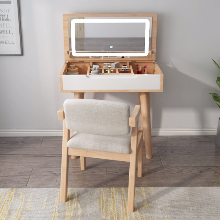 Tavolo da toeletta in legno di gomma moderno con sgabello da 1 mirror tavolo da vanità in legno