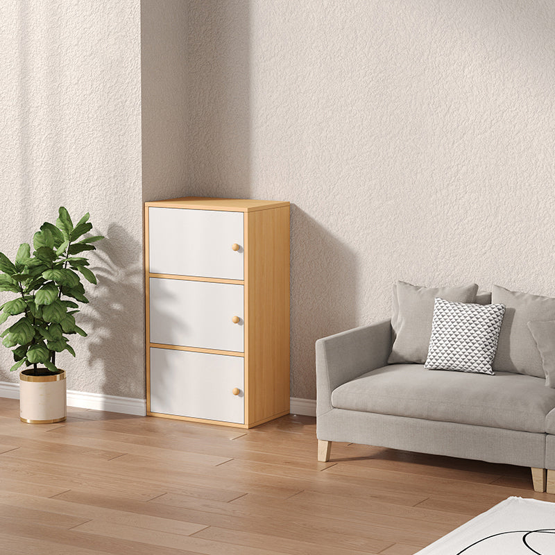 Modern Wooden Accent Cabinet Rectangle Storage Cabinet with Drawer 15.7"L x 9.4"W x 31.5"H Natural Wood White Clearhalo 'Cabinets & Chests' 'cabinets_chests' 'furn' 'furn_cabinets_chests' 'Furniture' 'Living Room Furniture' 7093657