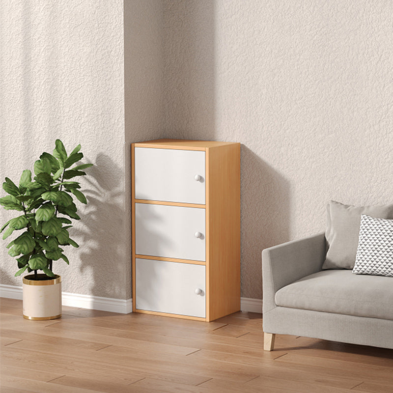 Modern Wooden Accent Cabinet Rectangle Storage Cabinet with Drawer 17"L x 12"W x 35"H Natural Wood White Clearhalo 'Cabinets & Chests' 'cabinets_chests' 'furn' 'furn_cabinets_chests' 'Furniture' 'Living Room Furniture' 7093658