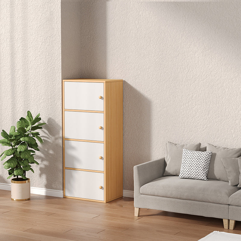 Modern Wooden Accent Cabinet Rectangle Storage Cabinet with Drawer 16"L x 9"W x 42"H Natural Wood White Clearhalo 'Cabinets & Chests' 'cabinets_chests' 'furn' 'furn_cabinets_chests' 'Furniture' 'Living Room Furniture' 7093662