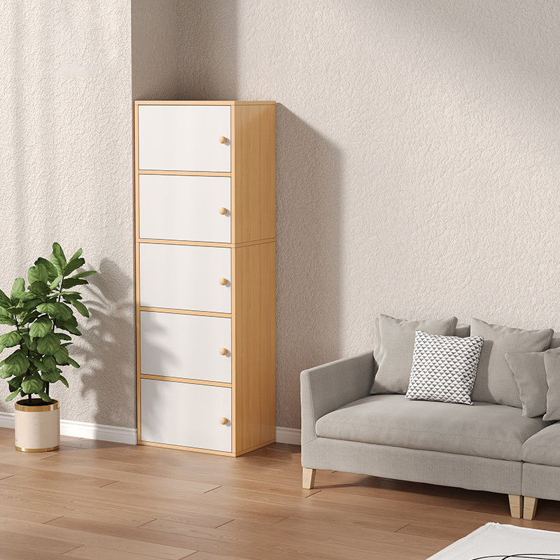 Modern Wooden Accent Cabinet Rectangle Storage Cabinet with Drawer 16.9"L x 11.8"W x 59"H Natural Wood White Clearhalo 'Cabinets & Chests' 'cabinets_chests' 'furn' 'furn_cabinets_chests' 'Furniture' 'Living Room Furniture' 7093666