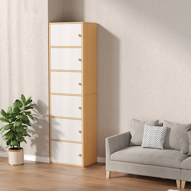 Modern Wooden Accent Cabinet Rectangle Storage Cabinet with Drawer 16.9"L x 11.8"W x 70.9"H Natural Wood White Clearhalo 'Cabinets & Chests' 'cabinets_chests' 'furn' 'furn_cabinets_chests' 'Furniture' 'Living Room Furniture' 7093670