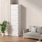 Modern Wooden Accent Cabinet Rectangle Storage Cabinet with Drawer 16.9"L x 11.8"W x 70.9"H White Clearhalo 'Cabinets & Chests' 'cabinets_chests' 'furn' 'furn_cabinets_chests' 'Furniture' 'Living Room Furniture' 7093673