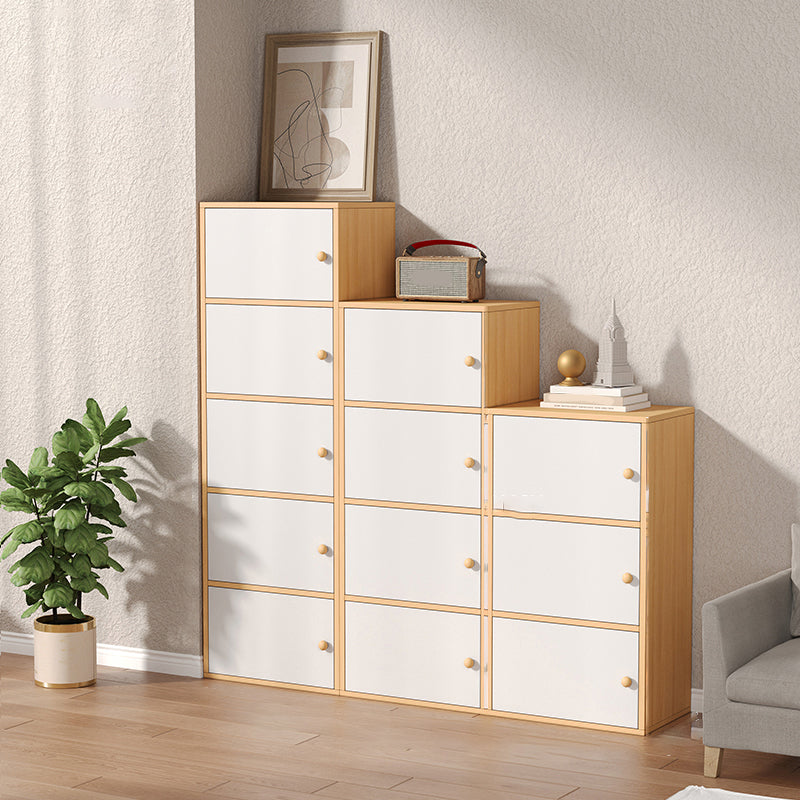 Modern Wooden Accent Cabinet Rectangle Storage Cabinet with Drawer 17"L x 12"W x 35"H + 17"L x 12"W x 47"H + 17"L x 12"W x 59"H Natural Wood White Clearhalo 'Cabinets & Chests' 'cabinets_chests' 'furn' 'furn_cabinets_chests' 'Furniture' 'Living Room Furniture' 7093674