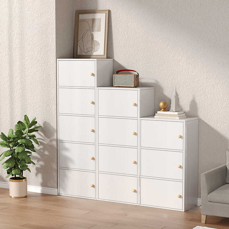 Modern Wooden Accent Cabinet Rectangle Storage Cabinet with Drawer 17"L x 12"W x 35"H + 17"L x 12"W x 47"H + 17"L x 12"W x 59"H White Clearhalo 'Cabinets & Chests' 'cabinets_chests' 'furn' 'furn_cabinets_chests' 'Furniture' 'Living Room Furniture' 7093676