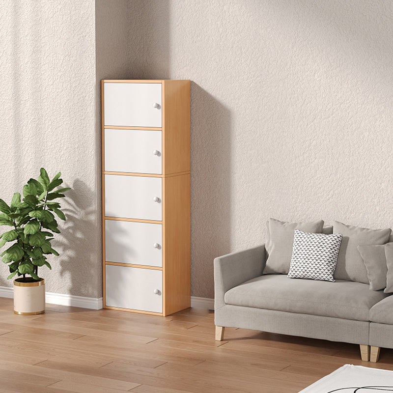 Modern Wooden Accent Cabinet Rectangle Storage Cabinet with Drawer 16"L x 9"W x 52"H Natural Wood White Clearhalo 'Cabinets & Chests' 'cabinets_chests' 'furn' 'furn_cabinets_chests' 'Furniture' 'Living Room Furniture' 7093687