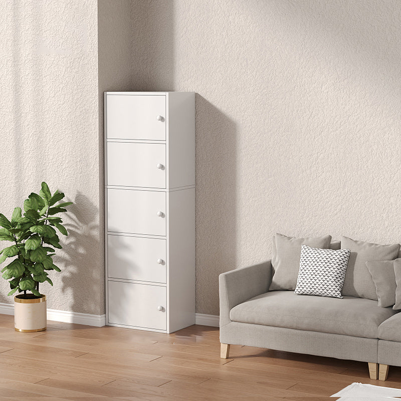 Modern Wooden Accent Cabinet Rectangle Storage Cabinet with Drawer 16"L x 9"W x 52"H White Clearhalo 'Cabinets & Chests' 'cabinets_chests' 'furn' 'furn_cabinets_chests' 'Furniture' 'Living Room Furniture' 7093688