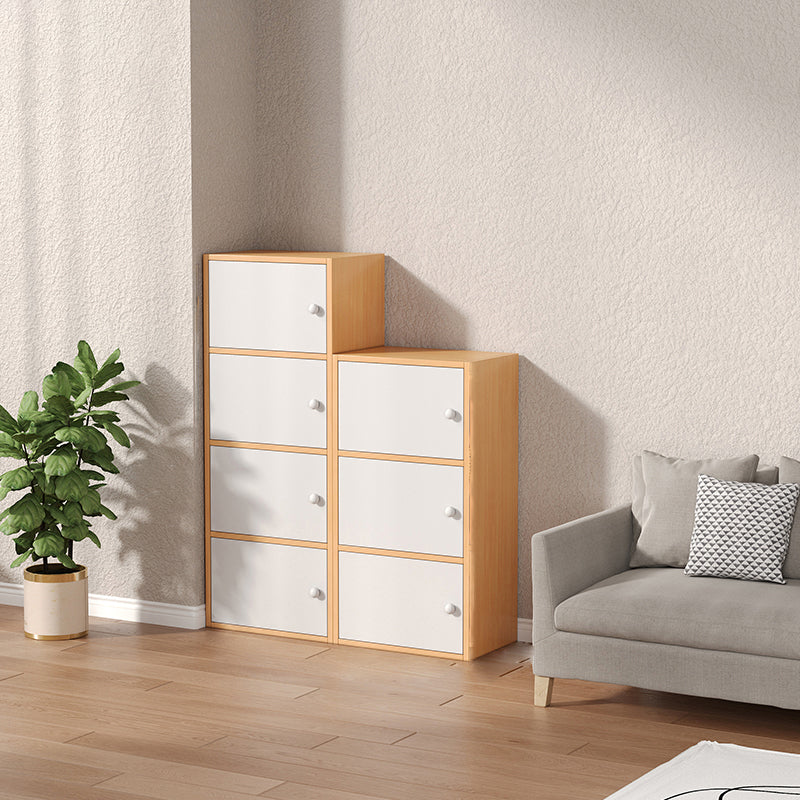 Modern Wooden Accent Cabinet Rectangle Storage Cabinet with Drawer 16"L x 9"W x 31"H + 16"L x 9"W x 42"H Natural Wood White Clearhalo 'Cabinets & Chests' 'cabinets_chests' 'furn' 'furn_cabinets_chests' 'Furniture' 'Living Room Furniture' 7093693