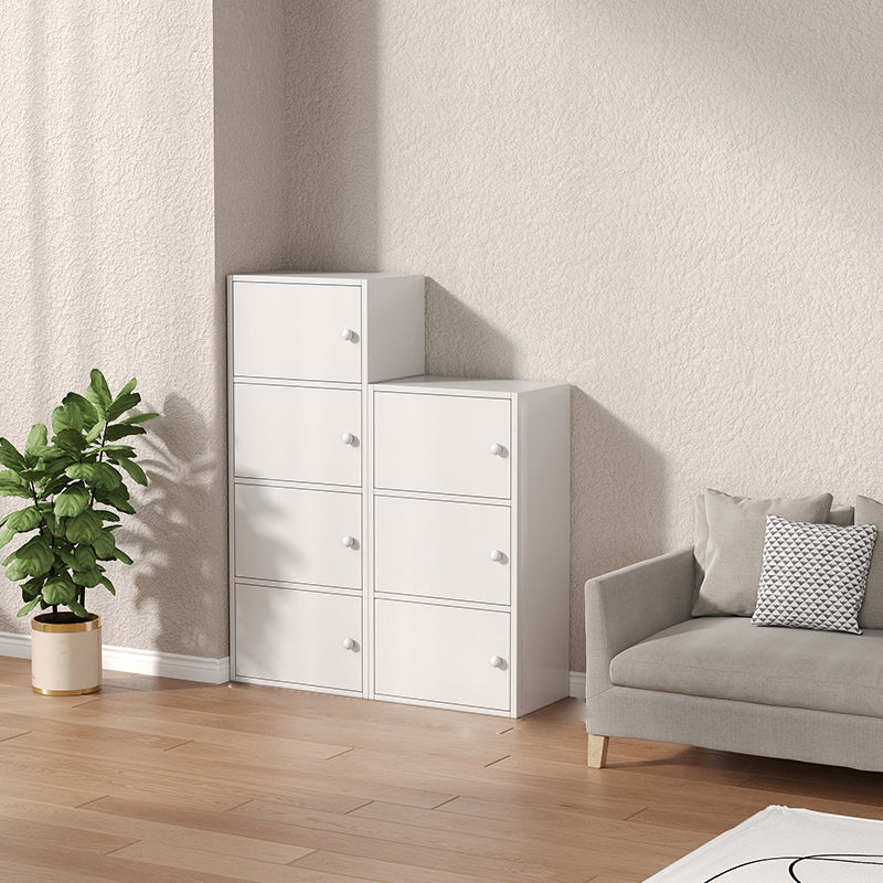 Modern Wooden Accent Cabinet Rectangle Storage Cabinet with Drawer 16"L x 9"W x 31"H + 16"L x 9"W x 42"H White Clearhalo 'Cabinets & Chests' 'cabinets_chests' 'furn' 'furn_cabinets_chests' 'Furniture' 'Living Room Furniture' 7093694