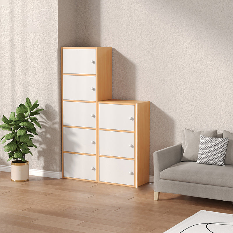 Modern Wooden Accent Cabinet Rectangle Storage Cabinet with Drawer 16"L x 9"W x 31"H + 16"L x 9"W x 52"H Natural Wood White Clearhalo 'Cabinets & Chests' 'cabinets_chests' 'furn' 'furn_cabinets_chests' 'Furniture' 'Living Room Furniture' 7093695