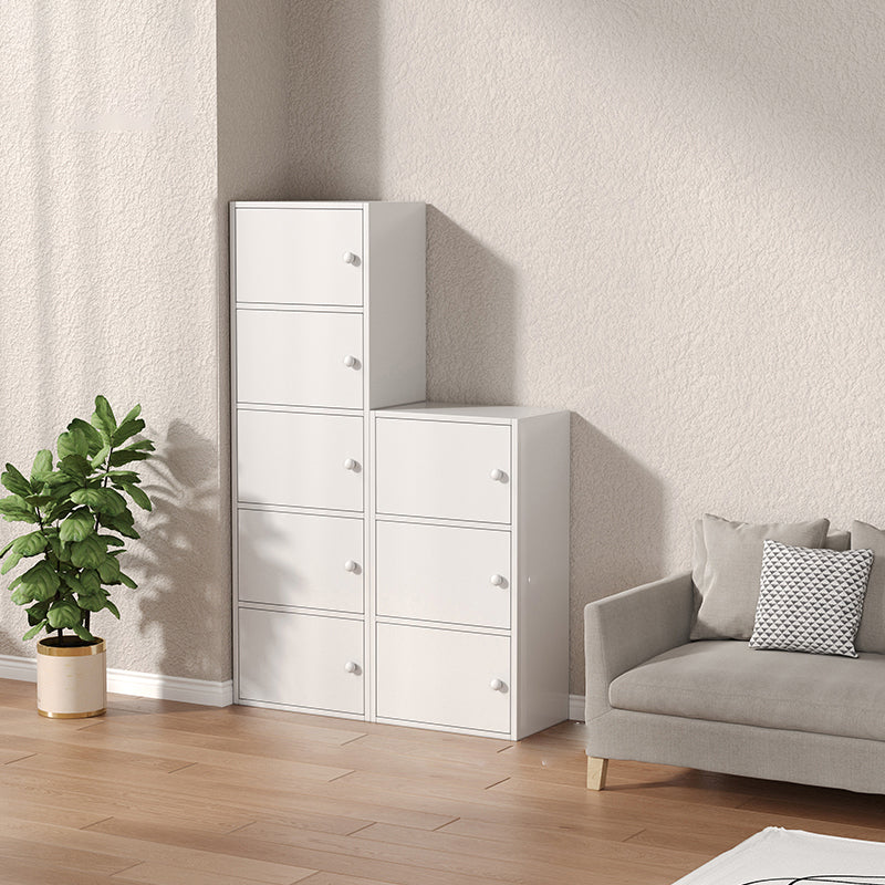 Modern Wooden Accent Cabinet Rectangle Storage Cabinet with Drawer 16"L x 9"W x 31"H + 16"L x 9"W x 52"H White Clearhalo 'Cabinets & Chests' 'cabinets_chests' 'furn' 'furn_cabinets_chests' 'Furniture' 'Living Room Furniture' 7093696