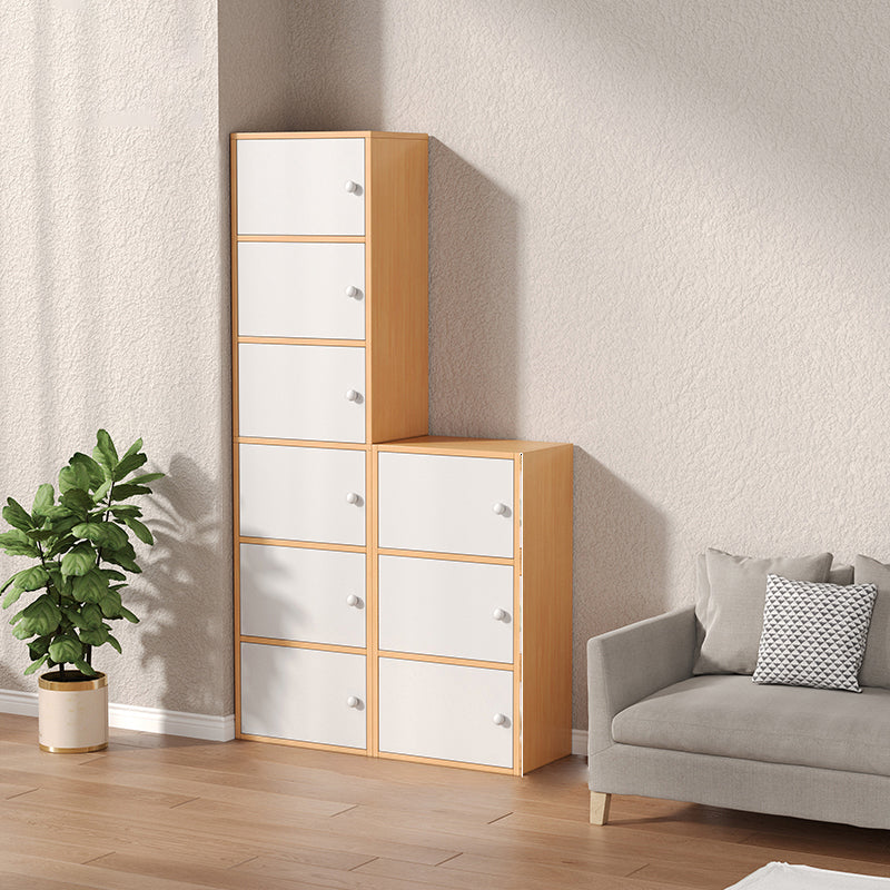 Modern Wooden Accent Cabinet Rectangle Storage Cabinet with Drawer 16"L x 9"W x 31"H + 16"L x 9"W x 63"H Natural Wood White Clearhalo 'Cabinets & Chests' 'cabinets_chests' 'furn' 'furn_cabinets_chests' 'Furniture' 'Living Room Furniture' 7093697