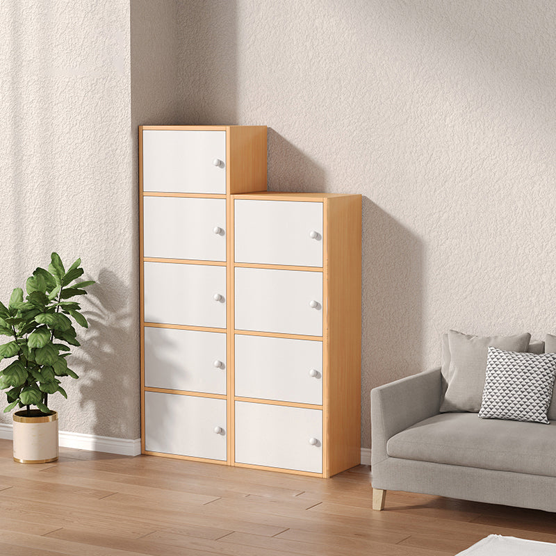 Modern Wooden Accent Cabinet Rectangle Storage Cabinet with Drawer 16"L x 9"W x 42"H + 16"L x 9"W x 52"H Natural Wood White Clearhalo 'Cabinets & Chests' 'cabinets_chests' 'furn' 'furn_cabinets_chests' 'Furniture' 'Living Room Furniture' 7093699