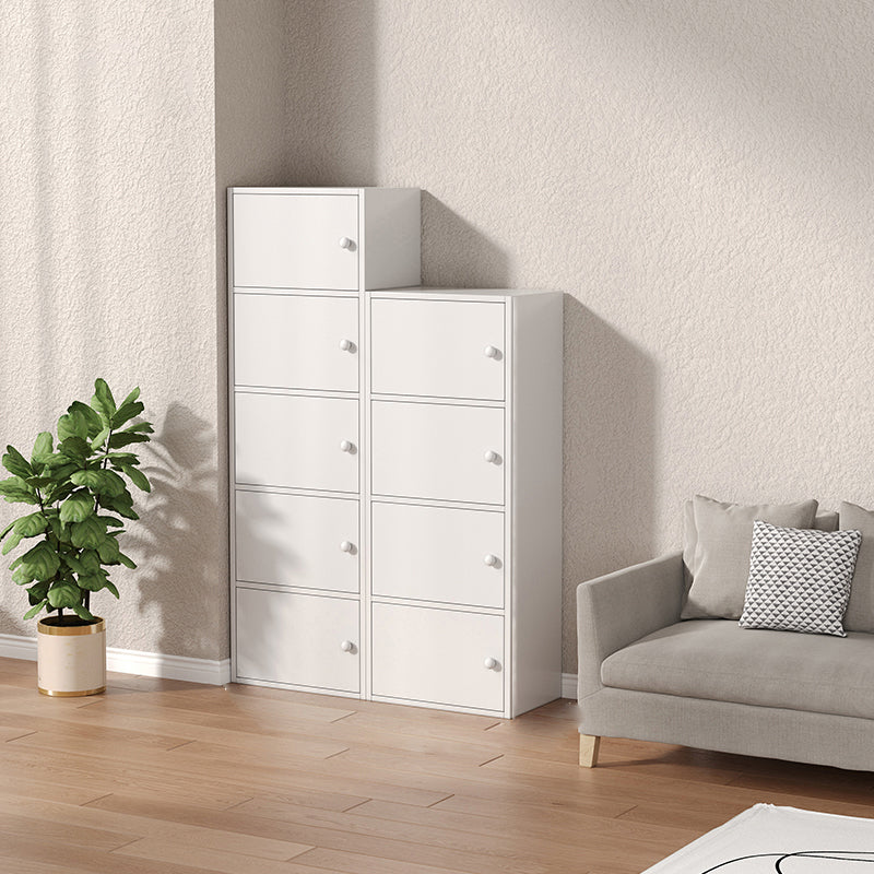 Modern Wooden Accent Cabinet Rectangle Storage Cabinet with Drawer 16"L x 9"W x 42"H + 16"L x 9"W x 52"H White Clearhalo 'Cabinets & Chests' 'cabinets_chests' 'furn' 'furn_cabinets_chests' 'Furniture' 'Living Room Furniture' 7093700