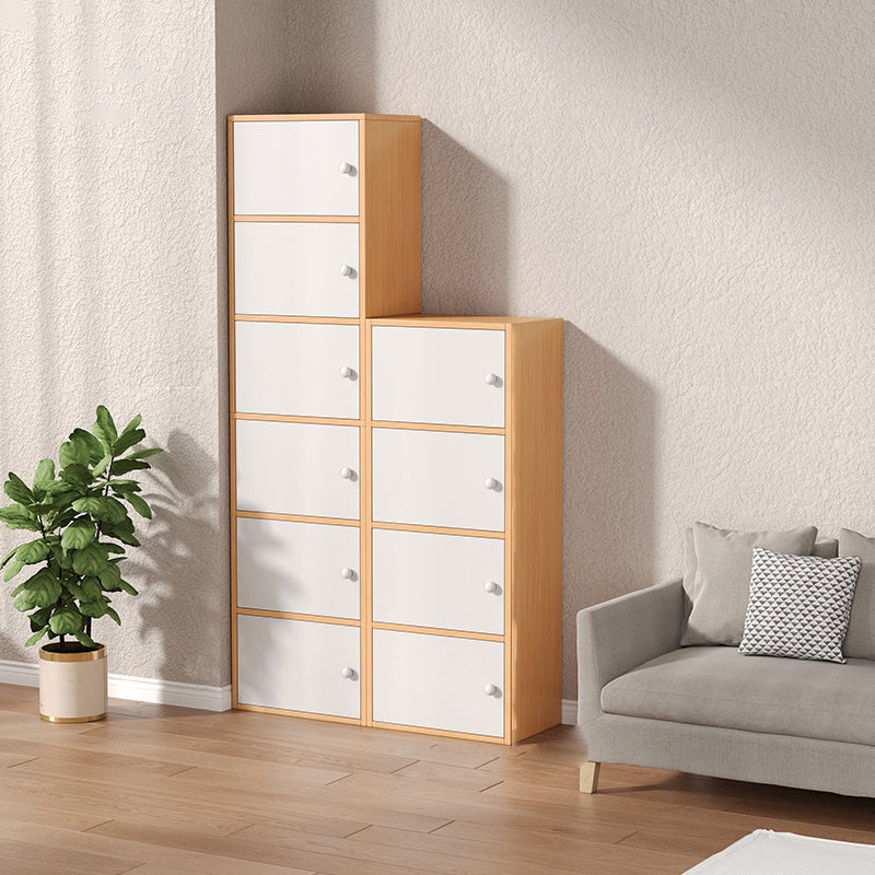 Modern Wooden Accent Cabinet Rectangle Storage Cabinet with Drawer 16"L x 9"W x 42"H + 16"L x 9"W x 63"H Natural Wood White Clearhalo 'Cabinets & Chests' 'cabinets_chests' 'furn' 'furn_cabinets_chests' 'Furniture' 'Living Room Furniture' 7093701