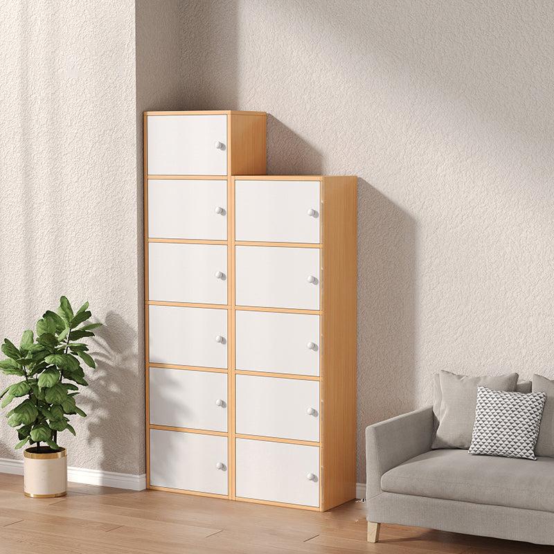 Modern Wooden Accent Cabinet Rectangle Storage Cabinet with Drawer 16"L x 9"W x 52"H + 16"L x 9"W x 63"H Natural Wood White Clearhalo 'Cabinets & Chests' 'cabinets_chests' 'furn' 'furn_cabinets_chests' 'Furniture' 'Living Room Furniture' 7093703