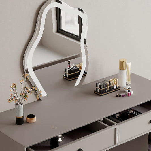 Set da tavolo da toeletta per la scrivania vanità per trucco grigio in piedi