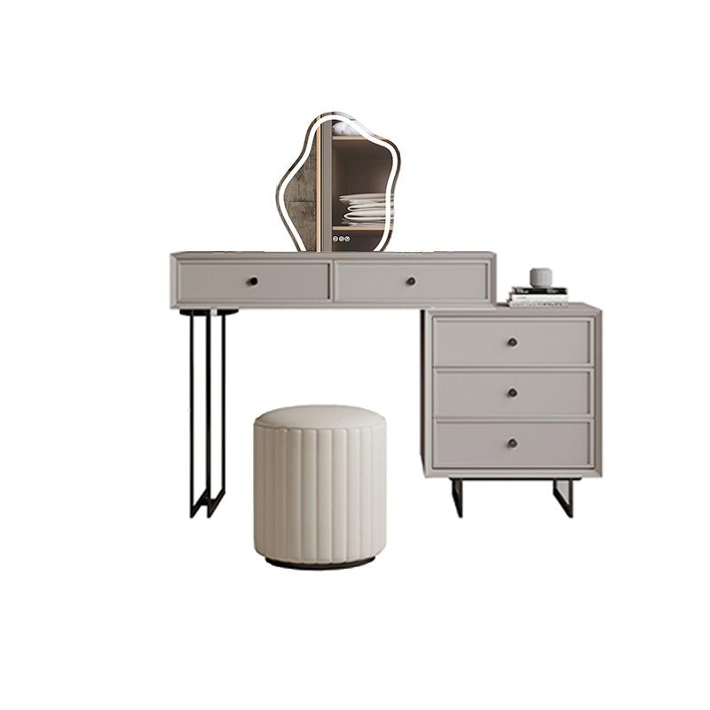 Set da tavolo da toeletta per la scrivania vanità per trucco grigio in piedi