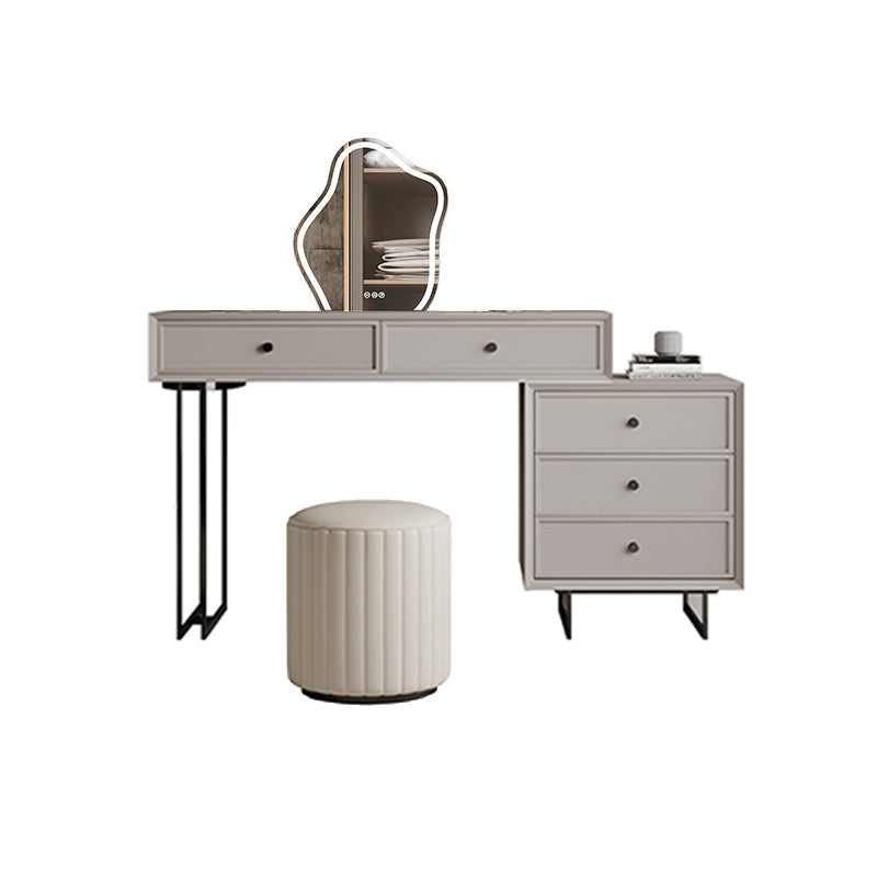 Set da tavolo da toeletta per la scrivania vanità per trucco grigio in piedi