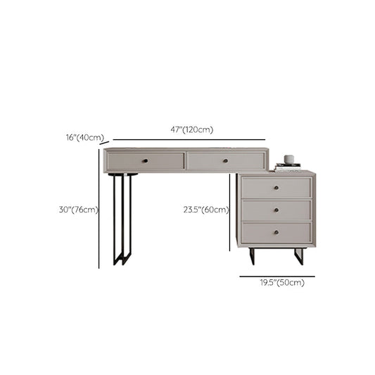 Set da tavolo da toeletta per la scrivania vanità per trucco grigio in piedi