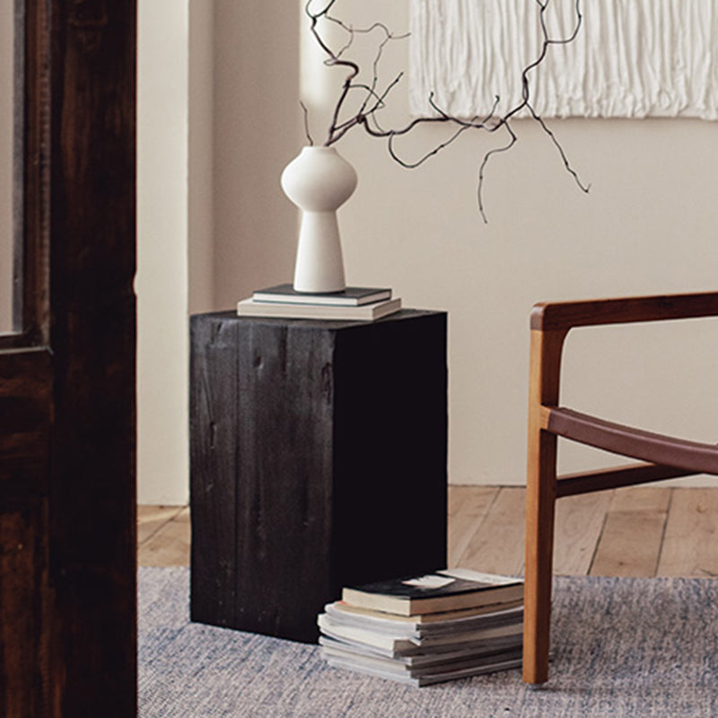 Rectangular Side Table Wooden Modern Tree Stump End Table for Bedroom