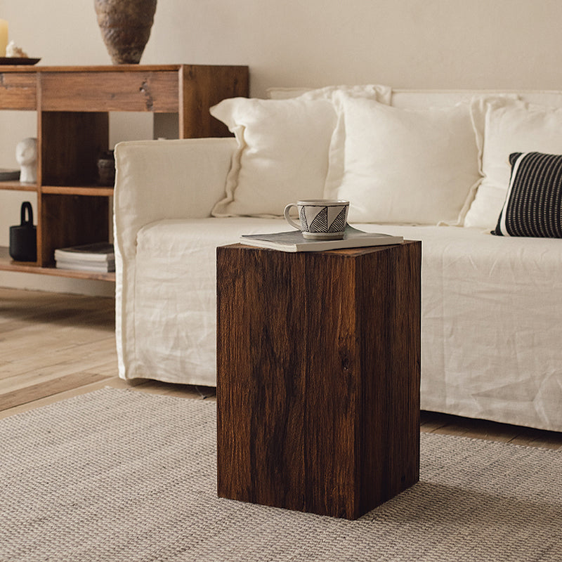 Rectangular Side Table Wooden Modern Tree Stump End Table for Bedroom