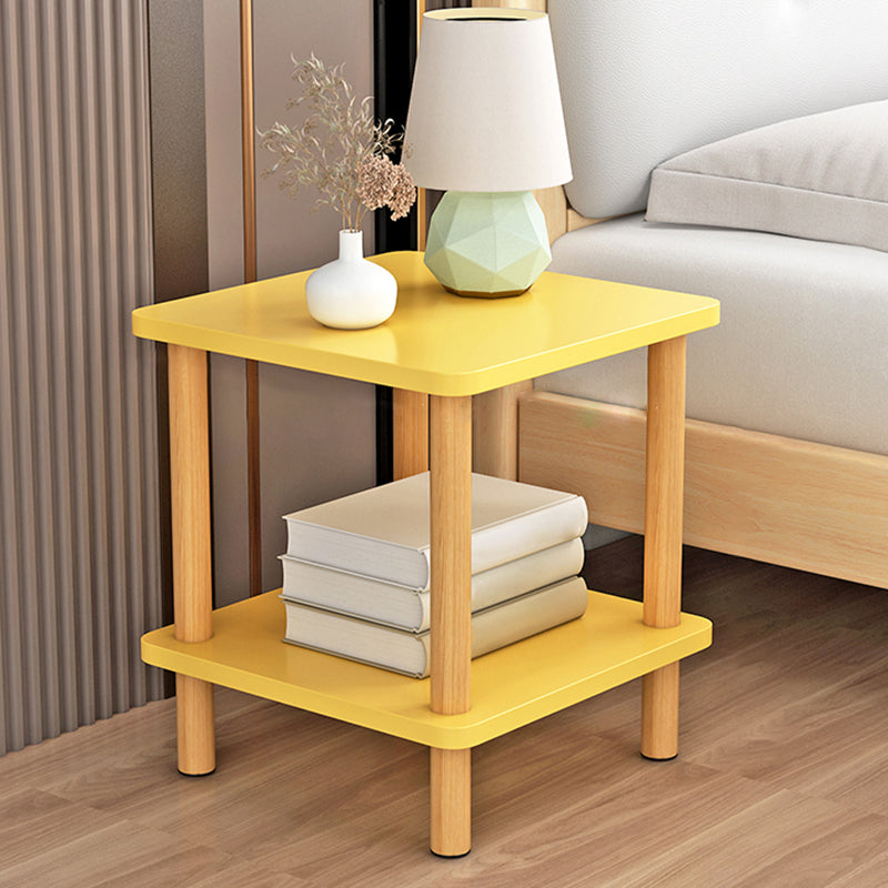 Contemporary Wooden Living Room Side Table 2-Tier with Storage