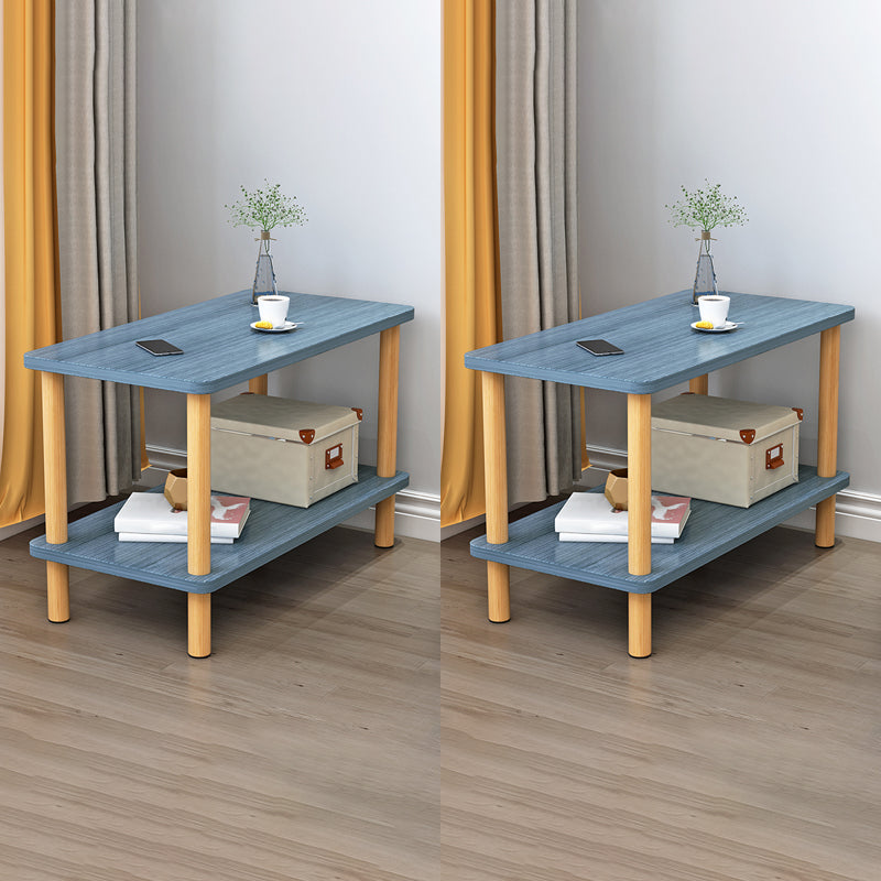 Contemporary Wooden Living Room Side Table 2-Tier with Storage