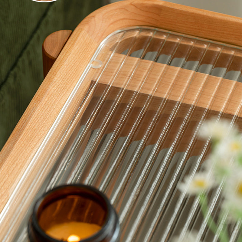 Mesa de esquina de la sala de estar de doble nivel de madera maciza rectangular con mesa de estante