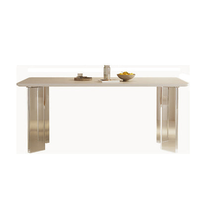 Modern Style 1/3/4 Pieces Dining Table Rectangle Stone Furniture in White