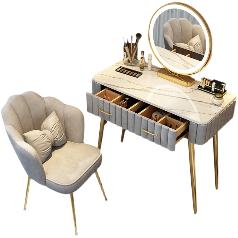 Scrivania per il trucco a specchio illuminato in piedi set di vanità per trucco con cassetto