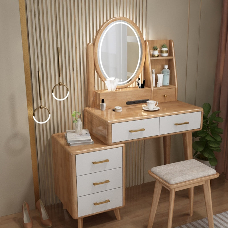 Traditions Dressing Table Cherry Bedroom Lighted Mirror Standing Make-up Vanity Clearhalo 'Bedroom Furniture' 'furn' 'furn_makeup_vanities' 'Furniture' 'Makeup Vanities' 'makeup_vanities' 7094877