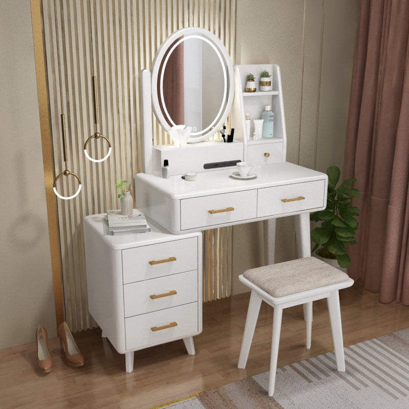 Traditions Dressing Table Cherry Bedroom Lighted Mirror Standing Make-up Vanity Clearhalo 'Bedroom Furniture' 'furn' 'furn_makeup_vanities' 'Furniture' 'Makeup Vanities' 'makeup_vanities' 7094881